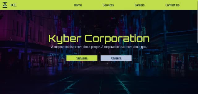 The desktop homepage of Kyber Corp