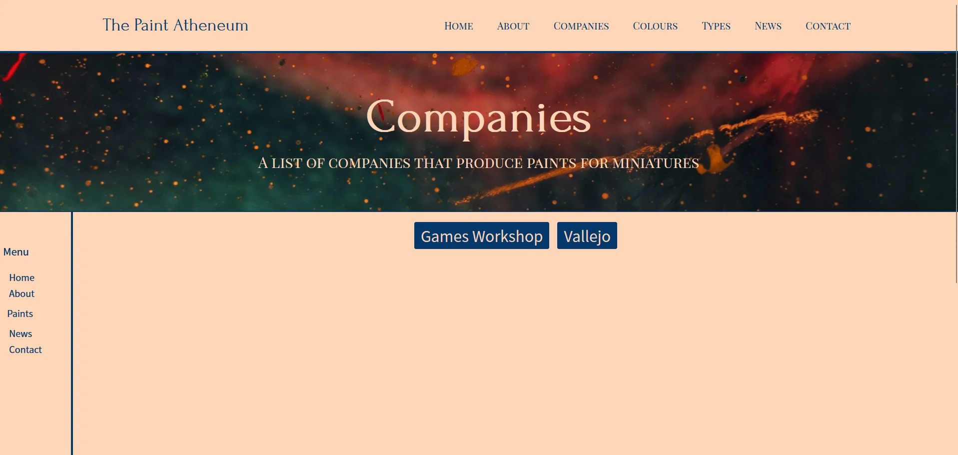The desktop company selector section of The Paint Atheneum