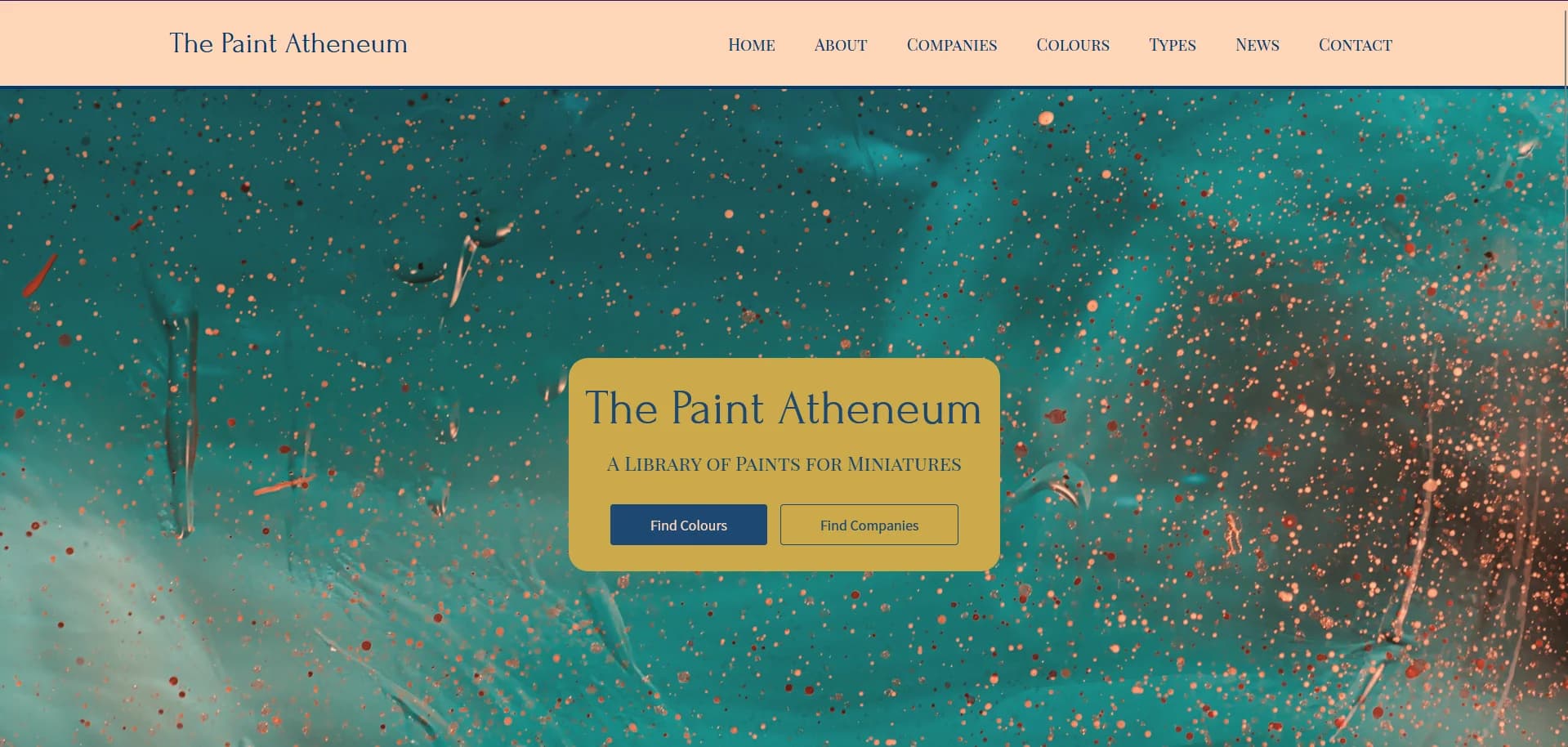 The homepage for desktop of The Paint Atheneum
